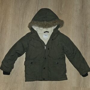 Old Navy Olive Hooded Jacket with Faux Fur